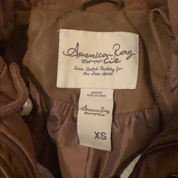 Brown leather jacket with hood - Picture 3 of 3